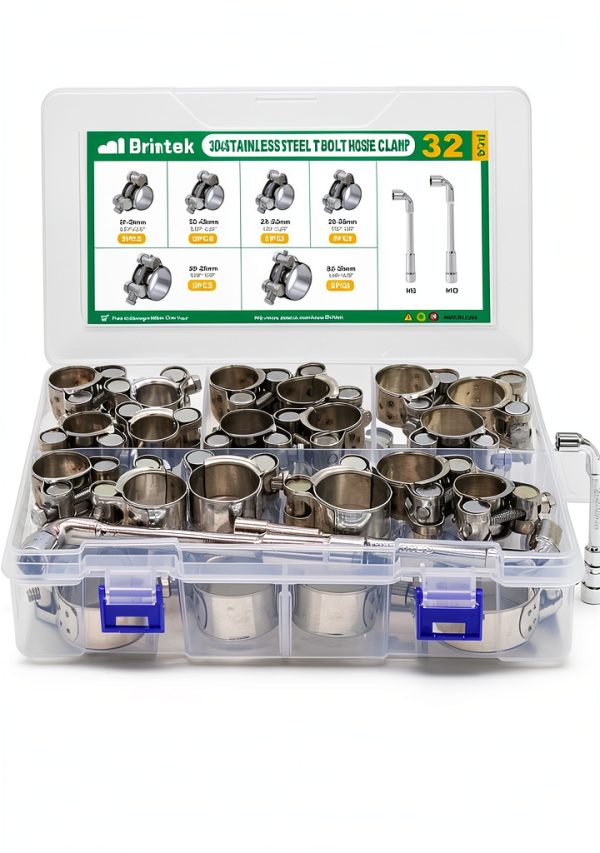 Brintek T-Bolt Hose Clamp Kit Stainless Steel Industrial-0