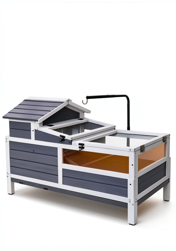 GEGURI Tortoise House Solid Wood 3 Room Reptile Terrarium-3