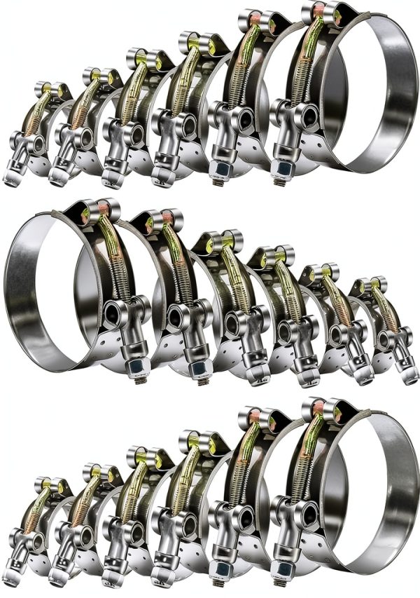 GOOBETTER T-Bolt Hose Clamps Stainless Steel 18Pcs Kit-0