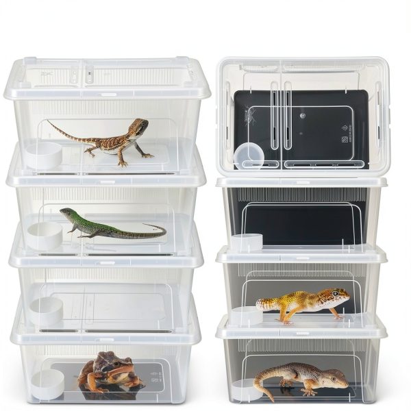 Irenare Plastic Reptile Terrarium Clear Ventilated Pet Cage-4