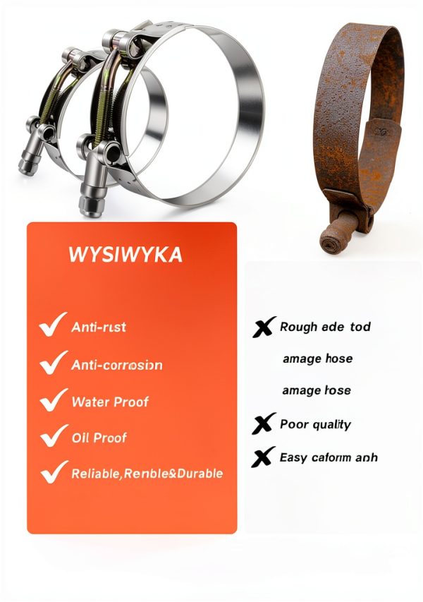 WYSIWYKA T-Bolt Hose Clamps Stainless Steel Secure Fit-4
