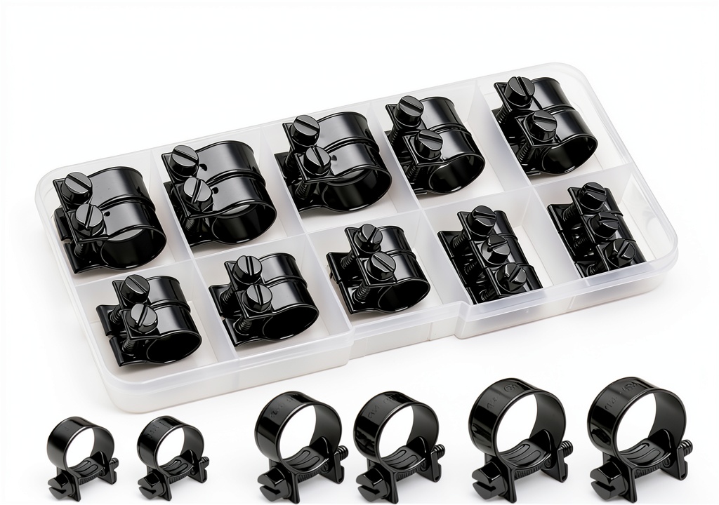 Smseace hose clamps arranged by size in storage box