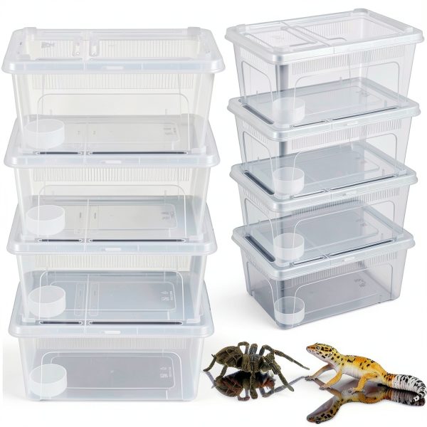 Irenare Plastic Reptile Terrarium Clear Ventilated Pet Cage-0