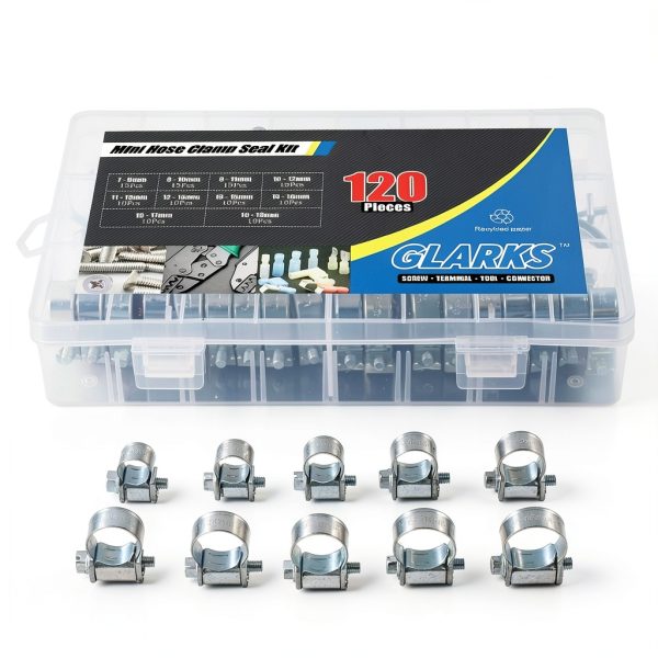 Glarks Mini Fuel Injection Hose Clamps Carbon Steel Zinc-6