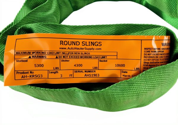 3 Foot Endless Round Sling 5300 lbs 10.6k Basket WLL - AutoHauler-1